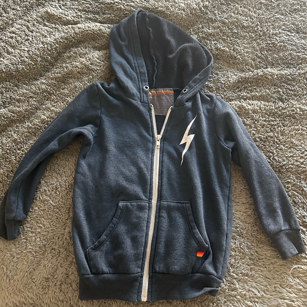 Aviator Nation Blue Lightning Bolt Hoodie Sweatshirt